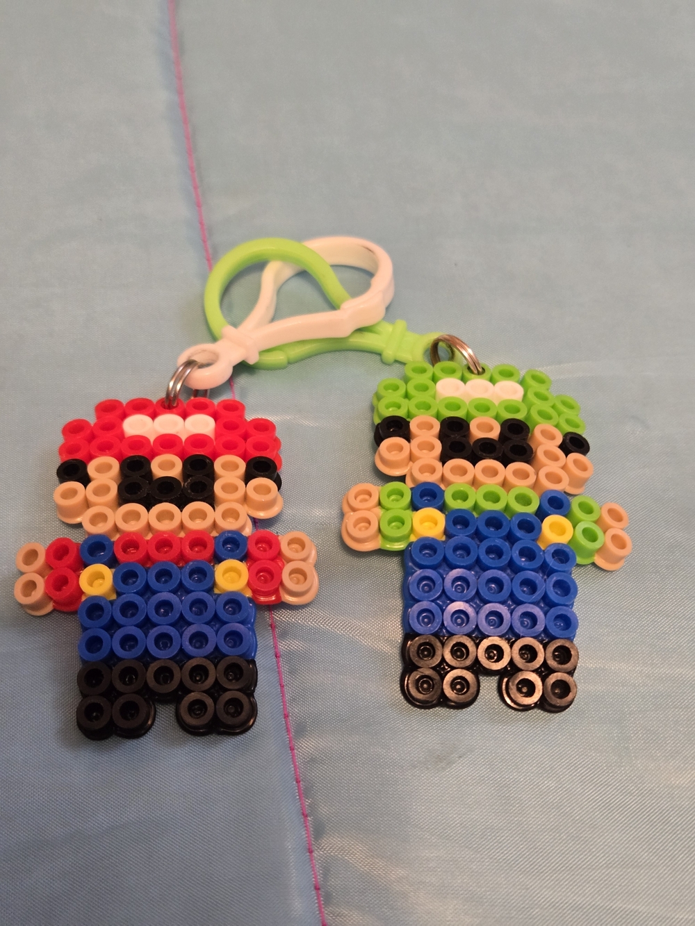 Perler Bead Mario And Luigi Bag Clip Or Keychains  Handmade
